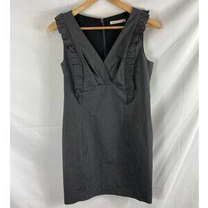 Kenneth Cole ruffle front striped v neck sleeveless dress size medium